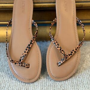 J. Crew Tan and Black Animal Print Sandals